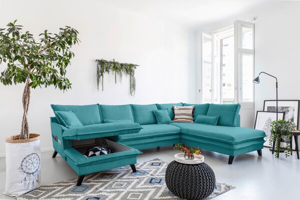 SEDACIA SÚPRAVA, textil, tyrkysová P & B - Sedačky, Online Only