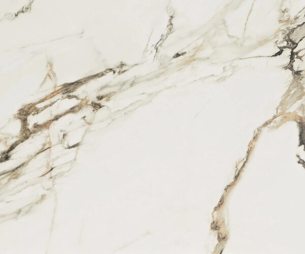 DELIFE Konzolový stolík Edge zaoblený tvar 180×40 cm keramika Calacatta Luxe bielo-zlato-šedá Conos kov titánová farba