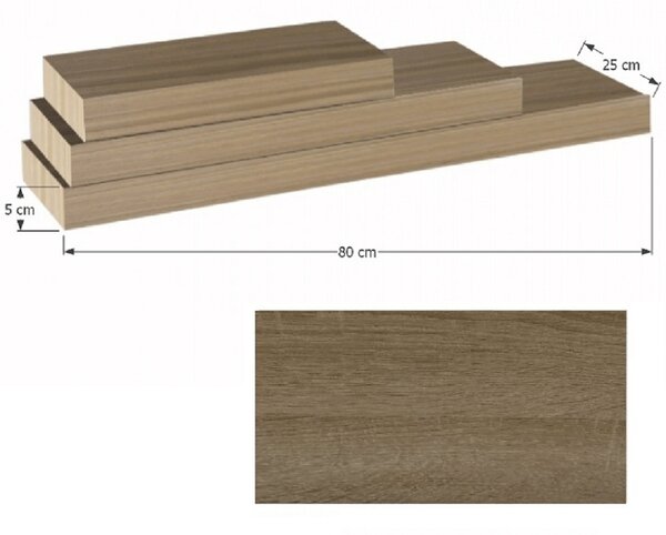 NovýNábytok.sk Polica 80 cm Rala (dub truffel). Vlastná spoľahlivá doprava až k Vám domov. 1014969