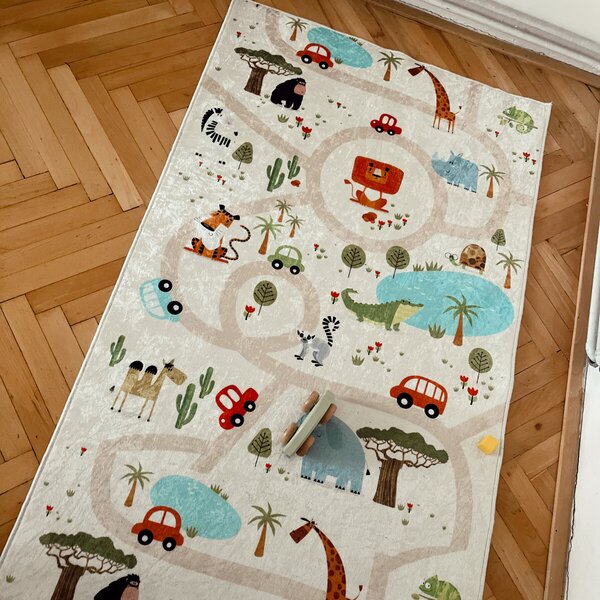 Dywany Łuszczów, Detský kusový koberec Bambino 1165 Zoo, 80x150, viacfarebná, detská izba