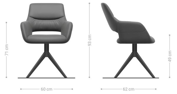 DELIFE Jedálenská stolička Yago-Flex s opierkami tkanina mäkká béžová krížová podstava široká grafitová 360° otočná hojdacia funkcia vrecková pružina