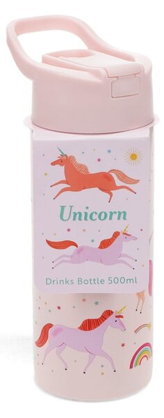 Svetloružová detská fľaša z nehrdzavejúcej ocele 500 ml Unicorn – Rex London
