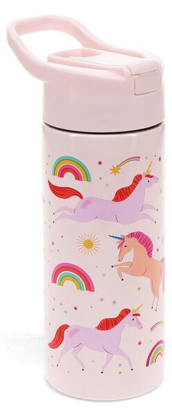 Svetloružová detská fľaša z nehrdzavejúcej ocele 500 ml Unicorn – Rex London
