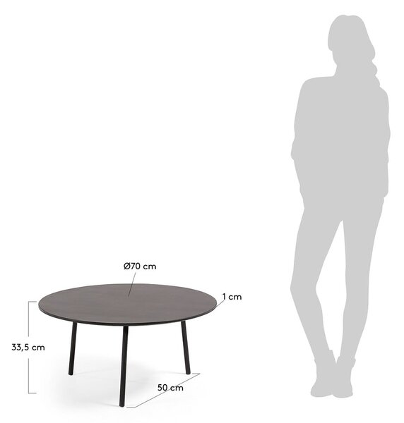Čierny konferenčný stôl Kave Home Ulrich, ⌀ 70 cm