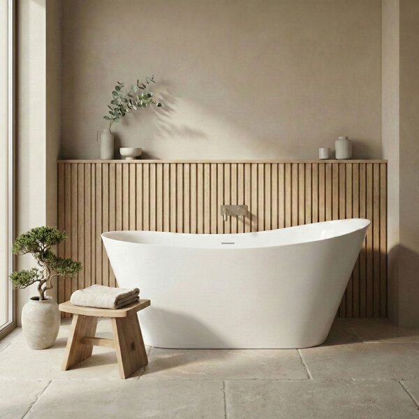 Rea Lusso Slim, voľne stojaca vaňa 170×74 cm, biela, REA-W0504