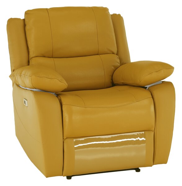 Relaxačné kreslo s elektrickým polohovaním, koža/ekokoža žltá, VIVAN