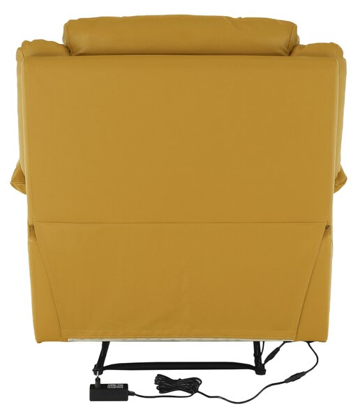 KONDELA Relaxačné kreslo s elektrickým polohovaním, koža/ekokoža žltá, VIVAN