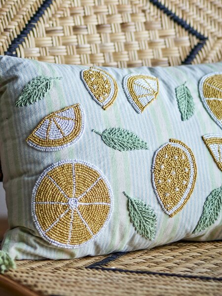Dekorativní polštář s výšivkou Lemon Yellow 35 × 50 cm
