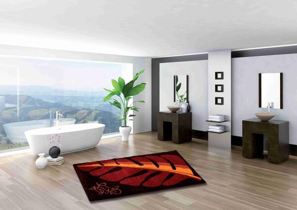 GRUND LEAF - Kúpeľňové predložky oranžová Rozmer: 60x100 cm