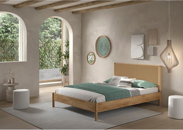 Dvojlôžková posteľ z dubového dreva bez roštu 160x200 cm v prírodnej farbe Olive Rope – Vipack