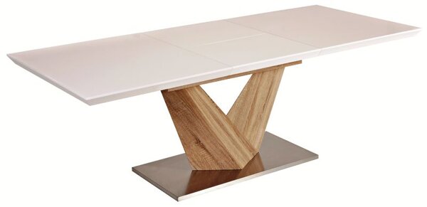 Stôl ALARAS biely lak / dub sonoma 160(220)x90