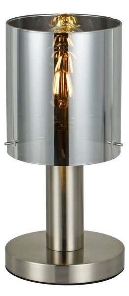 Italux TB-5581-1-SC + SG stolové svietidlo 1x40W | E27 - saténový nikel, dymové sklo