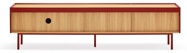 Červený TV stolík v dekore duba 180x45 cm Arista – Teulat