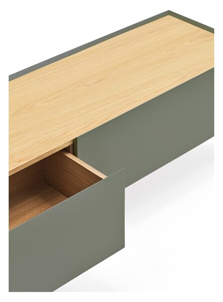 Zelený/v prírodnej farbe TV stolík v dekore duba 180x45 cm Arista – Teulat