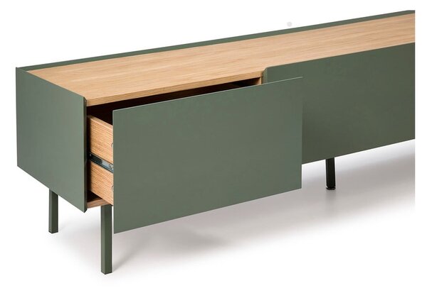 Zelený/v prírodnej farbe TV stolík v dekore duba 180x45 cm Arista – Teulat