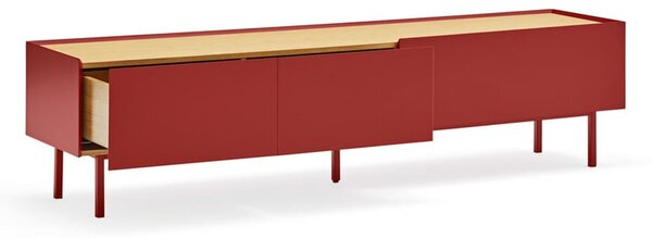 Červený TV stolík v dekore duba 180x45 cm Arista – Teulat