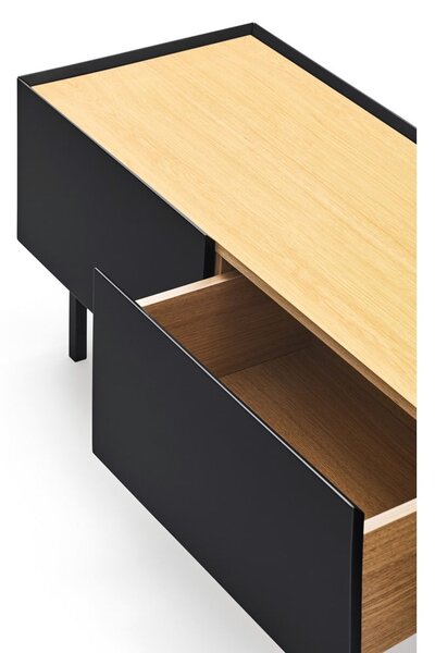 Čierny/v prírodnej farbe TV stolík v dekore duba 180x45 cm Arista – Teulat