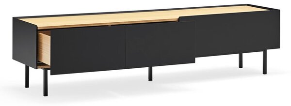 Čierny/v prírodnej farbe TV stolík v dekore duba 180x45 cm Arista – Teulat