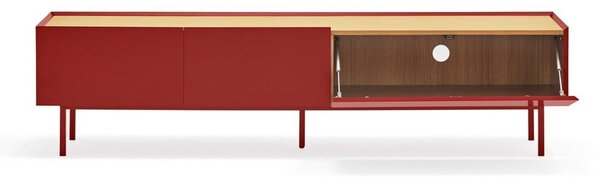 Červený TV stolík v dekore duba 180x45 cm Arista – Teulat