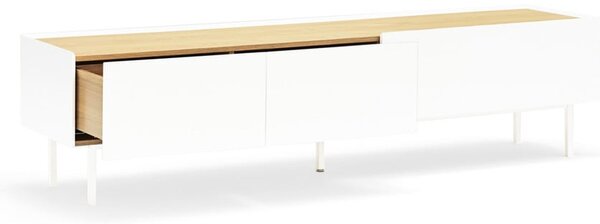 Biely/v prírodnej farbe TV stolík v dekore duba 180x45 cm Arista – Teulat