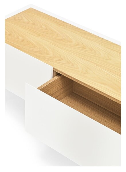 Biely/v prírodnej farbe TV stolík v dekore duba 180x45 cm Arista – Teulat