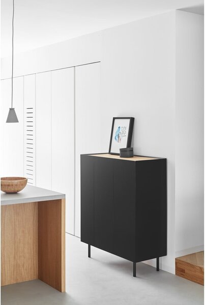 Čierna vysoká komoda v dekore duba 95x120 cm Arista – Teulat