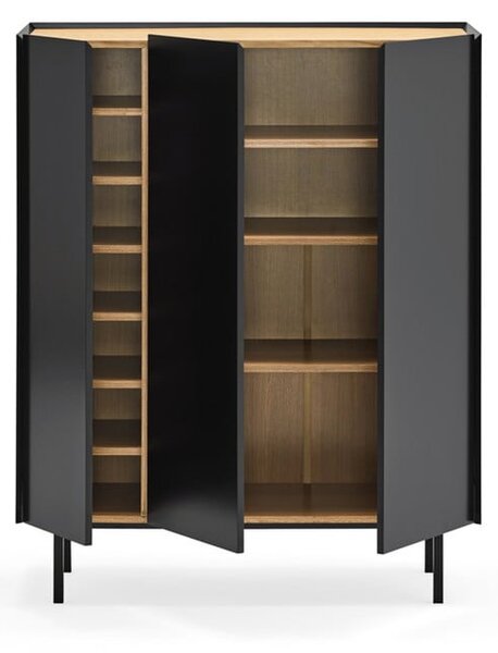 Čierna vysoká komoda v dekore duba 95x120 cm Arista – Teulat