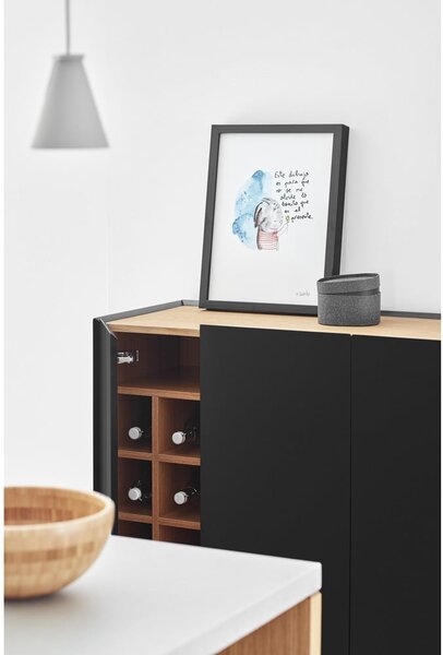 Čierna vysoká komoda v dekore duba 95x120 cm Arista – Teulat