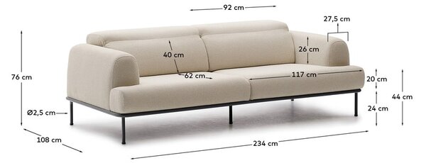 Béžová ženilková pohovka 234 cm Aurum – Kave Home