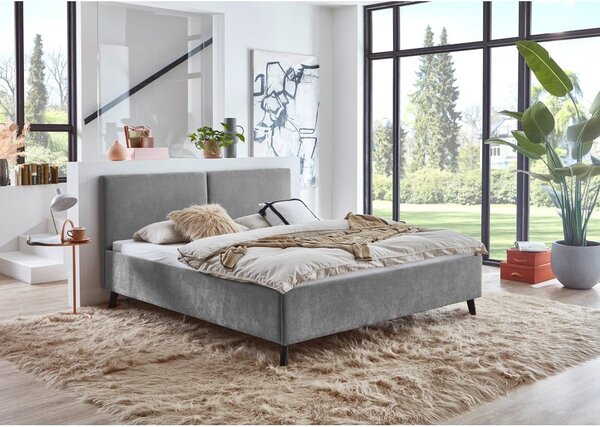 Sivá čalúnená dvojlôžková posteľ s roštom 160x200 cm Piano – Meise Möbel