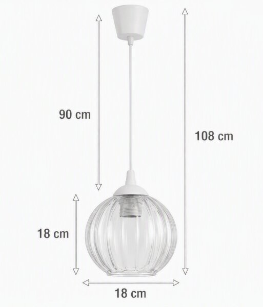 Brilagi - LED závesné svietidlo na lanku RETRO GLASS 1xE27/60W/230V pr. 18 cm biela/číra