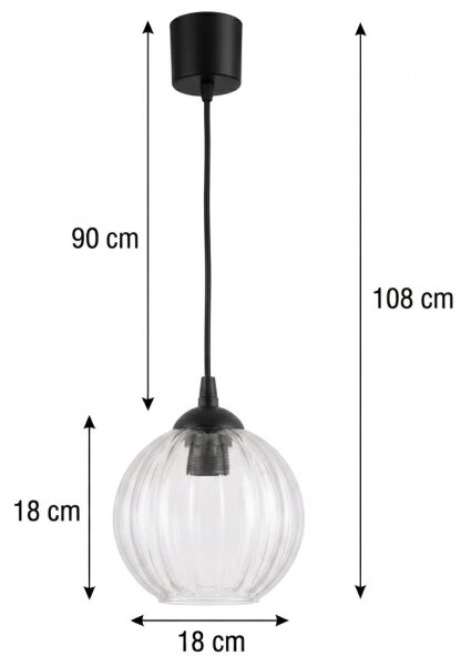 Brilagi - LED luster na lanku RETRO GLASS 1xE27/60W/230V pr. 18 cm čierna/číra