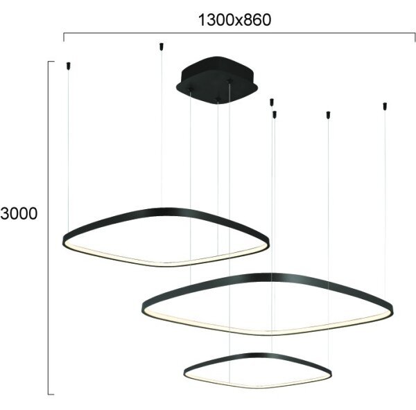 Stmievateľný LED luster na lanku LORENZO LED/70W/230V 3000/4000/6000K čierna + DO
