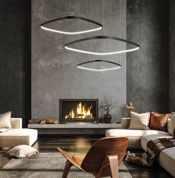 Stmievateľný LED luster na lanku LORENZO LED/70W/230V 3000/4000/6000K čierna + DO