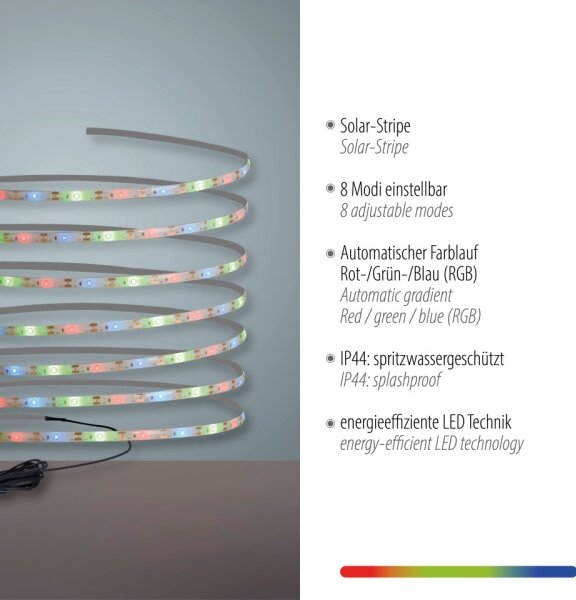JUST LIGHT. 19971-18 - LED RGB solárny pásik TEANIA LED//3,7V 5 m 1200 mAh IP44