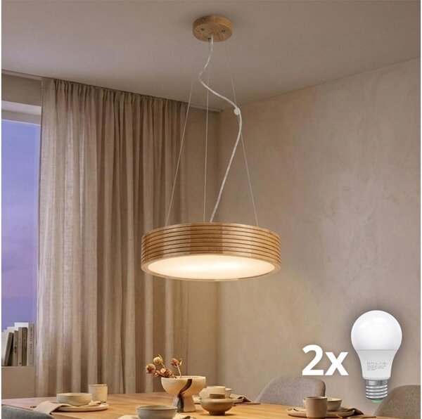 BRILAGI - LED luster na lanku CARVALHO MODERN 2xE27/60W/230V, dub, priemer 37,5 cm