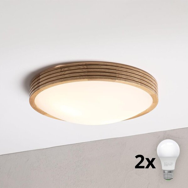 BRILAGI - LED stropné svietidlo CARVALHO MODERN SLIM 2xE27/60W/230V pr. 37,5 cm dub