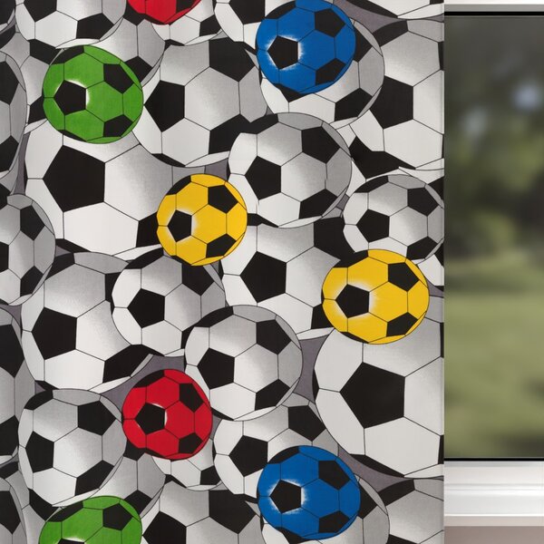 Biante Detský bavlnený záves Sandra SA-580 Farebné a sivé futbalové lopty 150x200 cm