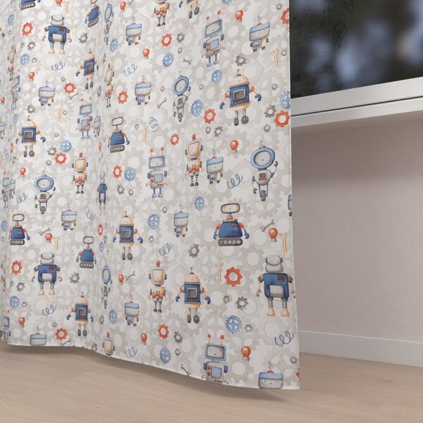 Biante Detský bavlnený záves Sandra SA-584 Svet robotov na sivo-bielom 150x200 cm