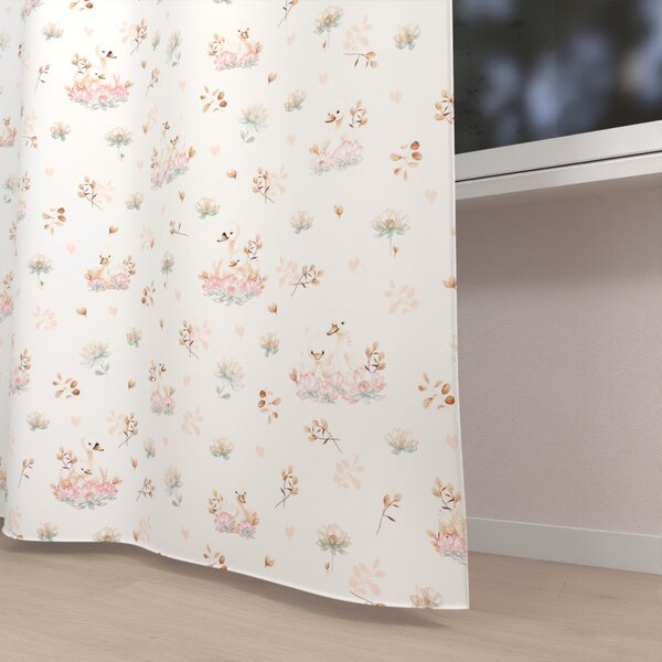 Biante Bavlnený záves Sandra SA-610 Labute medzi leknami na bielom 150x140 cm