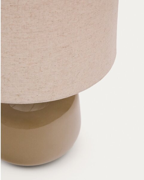 Béžová keramická stolová lampa s textilným tienidlom (výška 40 cm) Tay – Kave Home