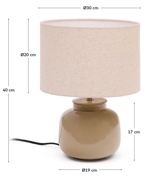 Béžová keramická stolová lampa s textilným tienidlom (výška 40 cm) Tay – Kave Home