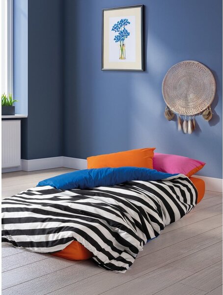 Čierno-biele obliečky na dvojlôžko/predĺžené z bavlny Renforcé s plachtou/4-dielne 200x220 cm Dusk – Mijolnir
