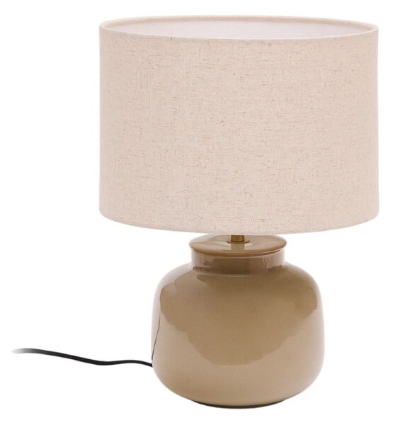Béžová keramická stolová lampa s textilným tienidlom (výška 40 cm) Tay – Kave Home