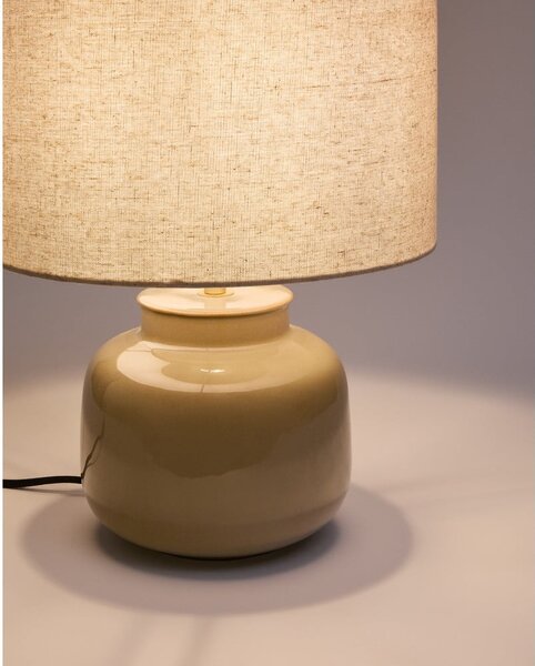 Béžová keramická stolová lampa s textilným tienidlom (výška 40 cm) Tay – Kave Home