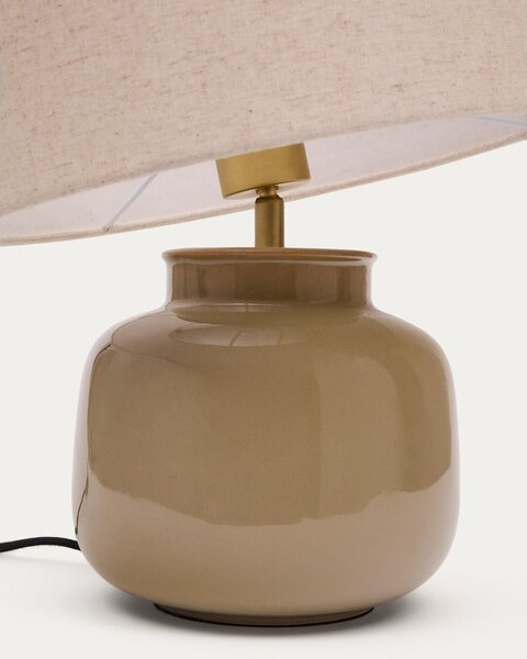 Béžová keramická stolová lampa s textilným tienidlom (výška 40 cm) Tay – Kave Home