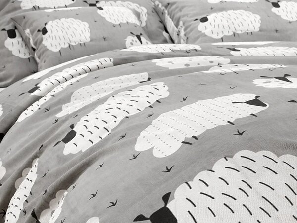 Krepové obliečky WHITE SHEEPS POLY sivé Rozmer obliečky: 70 x 90 cm | 140 x 200 cm