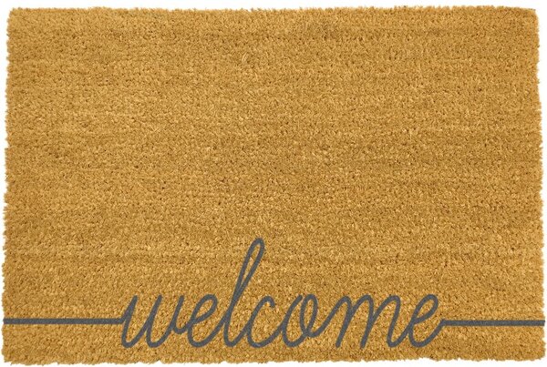 Sivá rohožka z prírodného kokosového vlákna Artsy Doormats Welcome Scribbled, 40 x 60 cm