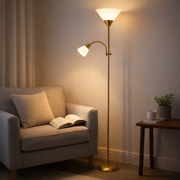 Brilagi - Stojacia lampa ARIANA 1xE27/100W/230V + 1xE14/25W zlatá