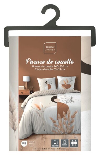 Biele/béžové bavlnené obliečky na dvojlôžko/predĺžené 240x220 cm Natacha – douceur d'intérieur